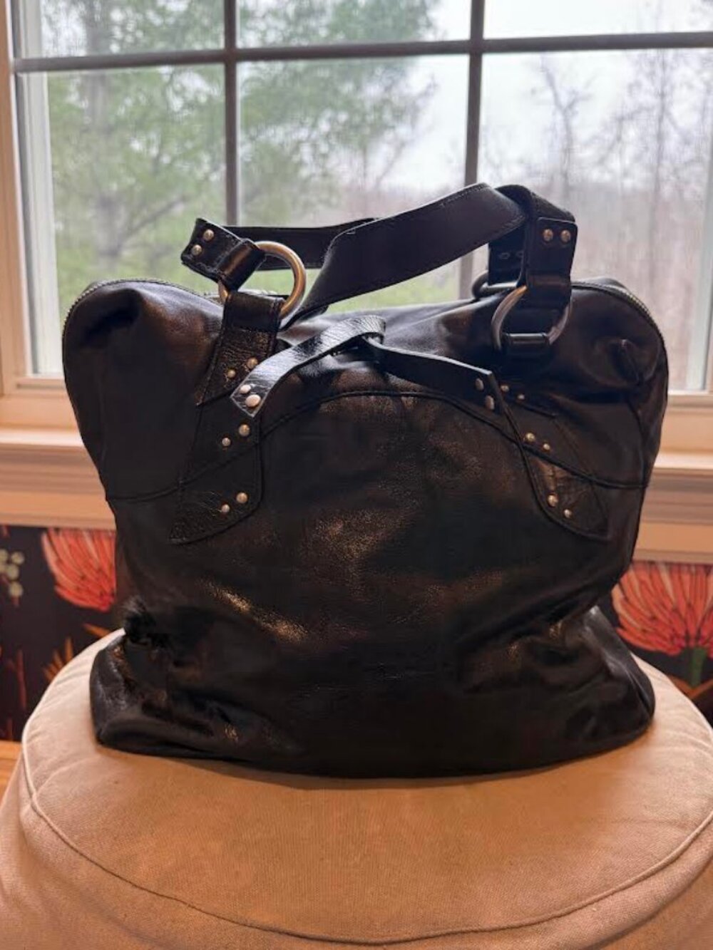 Kenneth Cole Reaction Black Leather Satchel